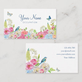 Tarjeta De Visita Primavera rosa azul azulado floral Bloom