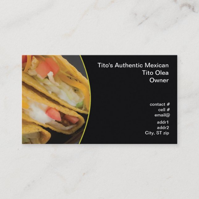 Tarjeta De Visita Primer crujiente del taco (Anverso)