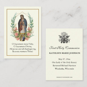 Tarjeta De Visita Primera Comunión Oración de Guadalupe