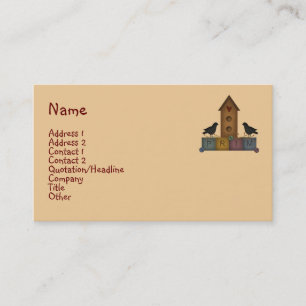 Tarjeta de visita primitiva del Birdhouse