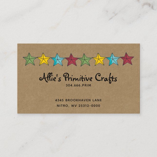Tarjeta De Visita Primitivas estrellas de campo en Kraft Business Ca (Anverso)
