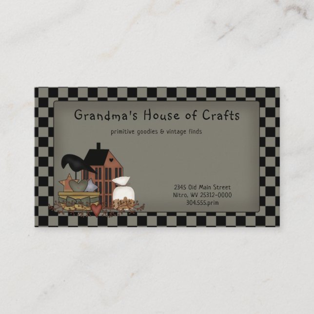 Tarjeta De Visita Primitive Country Grungy Saltbox Crow Candle (Anverso)