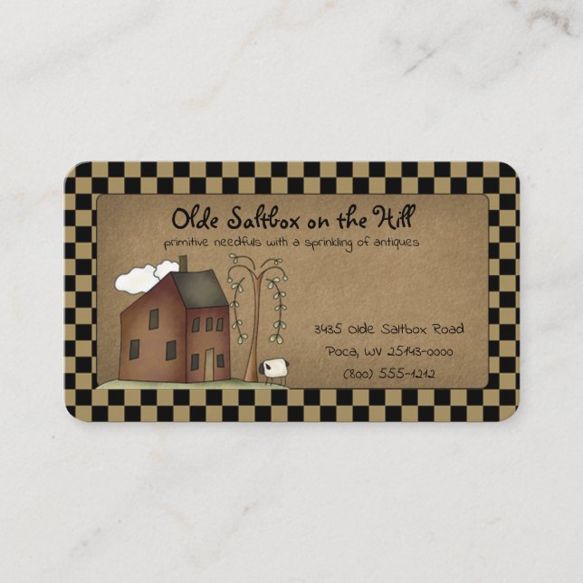 Tarjeta De Visita Primitive Rustic Country Saltbox en Kraft (Anverso)