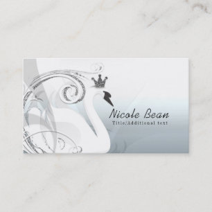 Tarjeta De Visita Princesa Cisne Plata y Blanca Elegante Chic Person