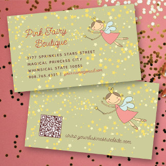 Tarjeta De Visita Princesa Hada Rosa Dulce Caprichosa y Estrellas Má