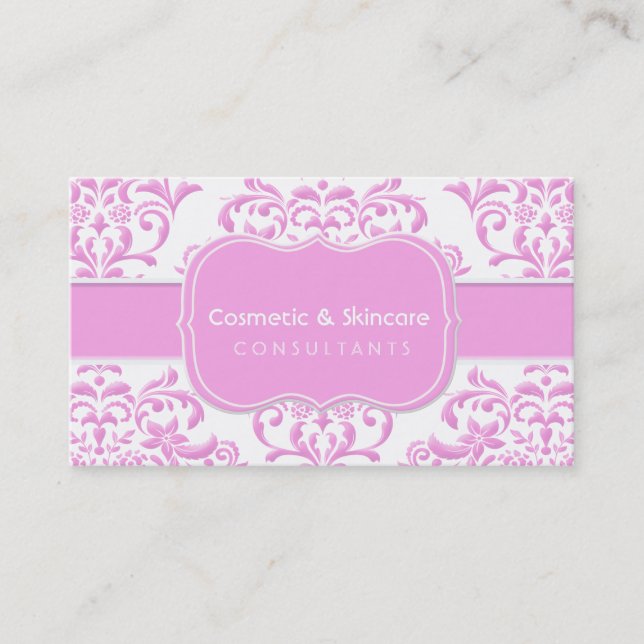Tarjeta De Visita Princesa Pink Floral Damask (Anverso)