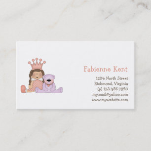 Tarjeta De Visita Princesa rosada · Princesa y peluche