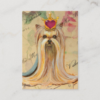 Tarjeta De Visita Princesa Yorkie en Corazón Rojo