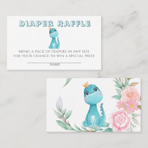 Tarjeta De Visita Princess Dinosaur Peony Diaper Raffle Baby Shower