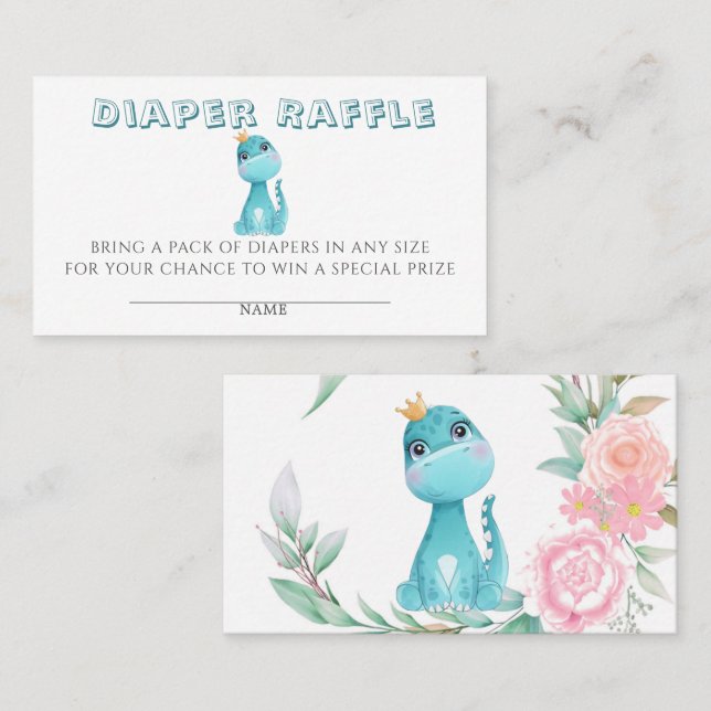 Tarjeta De Visita Princess Dinosaur Peony Diaper Raffle Baby Shower