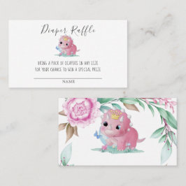 Tarjeta De Visita Princess Pink Dinosaur Diaper Raffle Baby Shower