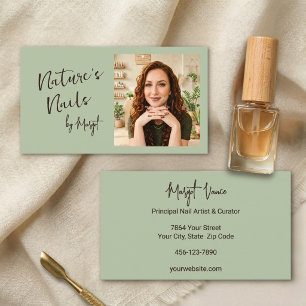 Tarjeta De Visita Principal Artesano Aspen Verde Patrimonio Uña Foto