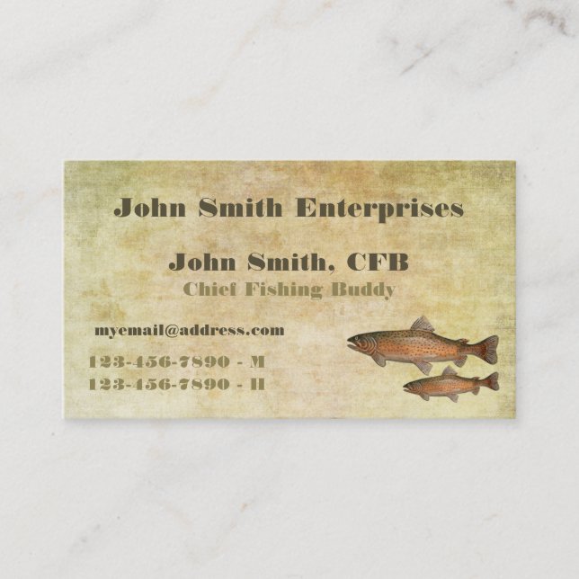 Tarjeta De Visita Principal plantilla del compinche de la pesca de (Anverso)