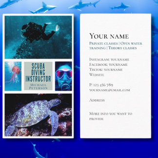 Tarjeta de visita privada para buceo submarinismo