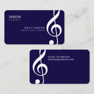 Tarjeta De Visita Private lessons music teacher dark-blue