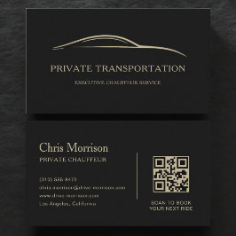 Tarjeta De Visita Private Transportation QR Code Black & Gold