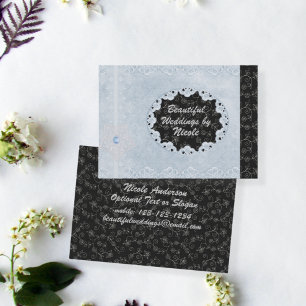 Tarjeta de visita Pro Boda Azul y Negro de moda