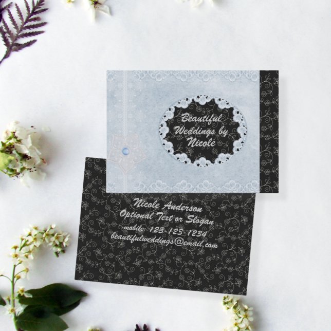 Tarjeta de visita Pro Boda Azul y Negro de moda (Subido por el creador)