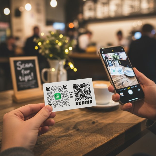 Tarjeta De Visita Proceso de pago de código QR fácil (QR Code Payment Process Made Easy Business Card)