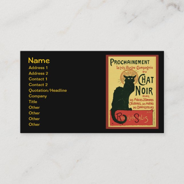 Tarjeta De Visita Prochainement Le Chat Noir, Theophile Steinlen (Anverso)