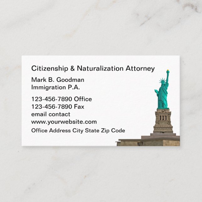 Tarjeta De Visita Procurador De Ciudadanía Y Naturalización (Anverso)