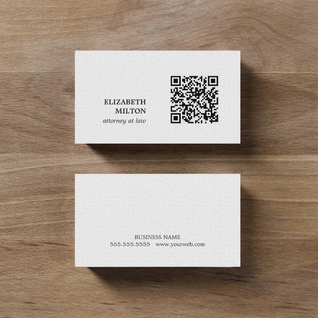 Tarjeta De Visita Procurador de código QR blanco de textura elegante (Subido por el creador)