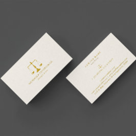 Tarjeta De Visita Procurador De Leyes - Simple Gold Scale Beige Line