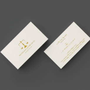 Tarjeta De Visita Procurador De Leyes - Simple Gold Scale Beige Line