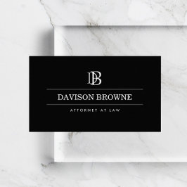 Tarjeta De Visita Procurador de Monograma Profesional, Abogado Negro