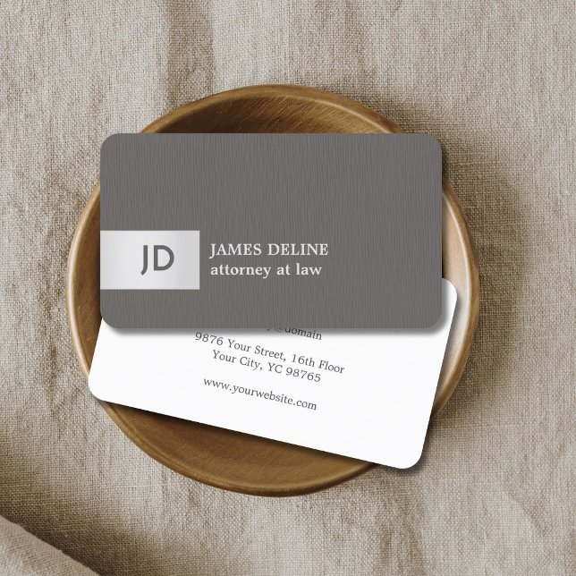 Tarjeta De Visita Procurador elegante del Monograma Gris Silver de t (Subido por el creador)