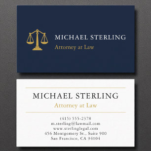 Tarjeta De Visita Procurador profesional de Derecho Navy Blue Gold