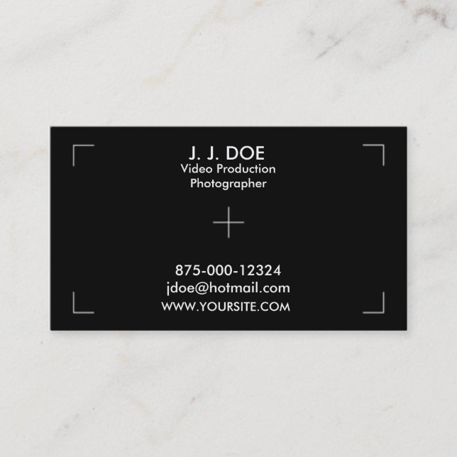 Tarjeta De Visita Producción del vídeo de la fotografía (Anverso)