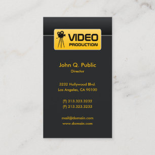 Tarjeta De Visita Producción elegante de vídeo y cine en negro