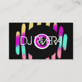 Tarjeta De Visita Productor de música de negocios de DJ Neon y negro