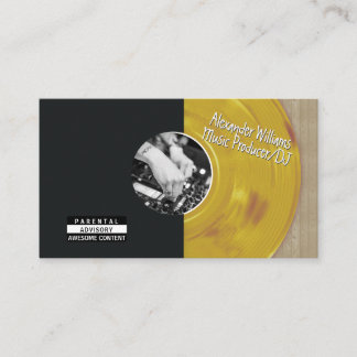 Tarjeta De Visita Productor de música de vinilo retro oro DJ