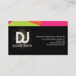 Tarjeta De Visita Productor de Música Minimalista Black Gold Neon