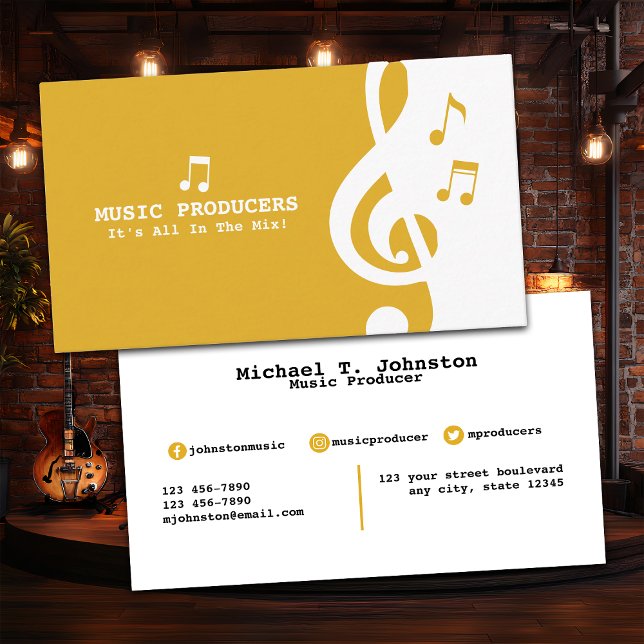 Tarjeta De Visita Productor musical amarillo (Subido por el creador)