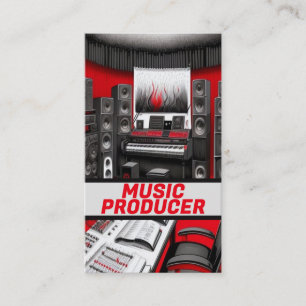 Tarjeta De Visita Productor musical rojo y negro