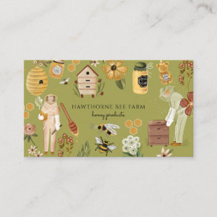 Tarjeta De Visita Productos de Miel de Apiario Apicultor Verde