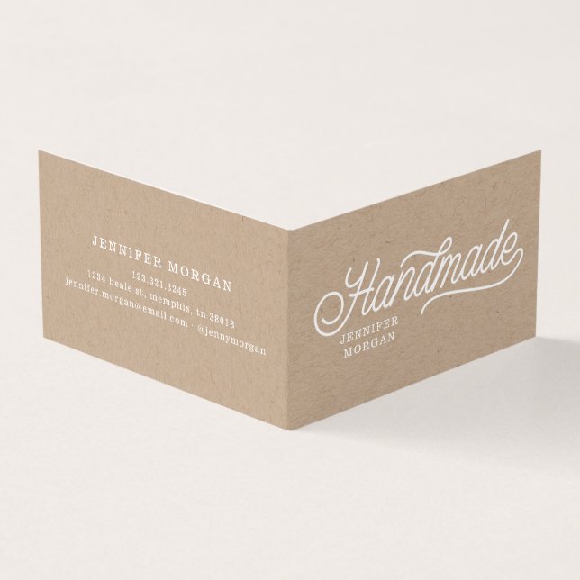 Tarjeta De Visita productos hechos a mano kraft plegado código qr (Exterior)
