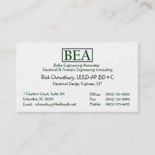 Tarjeta De Visita Profesional acreditado LEED