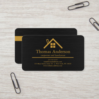 Tarjeta De Visita Profesional Agente Inmobiliario de Oro Negro Mader