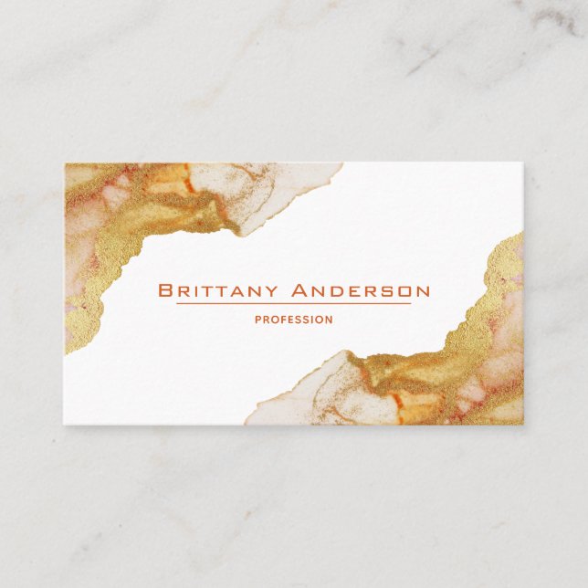 Tarjeta de visita profesional Amber Naranja Gold (Anverso)