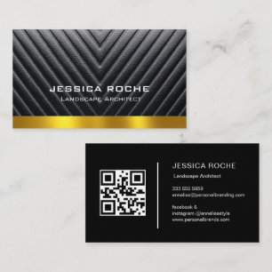 Tarjeta De Visita Profesional Arquitecto Paisajista Negro y Dorado Q