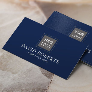 Tarjeta De Visita Profesional azul de la marina minimalista añada tu