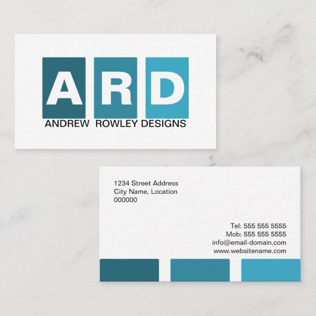 Tarjeta De Visita Profesional Azul Moderno (Anverso / Reverso)