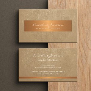 Tarjeta De Visita Profesional beige dorado moderno elegante