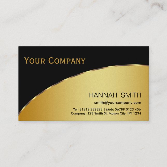Tarjeta De Visita Profesional Black Gold Metalizado Moderno Busin el (Anverso)