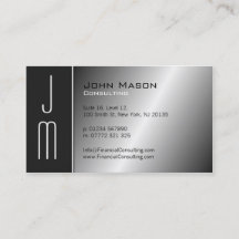 Tarjeta de visita profesional Black & Steel Monogr