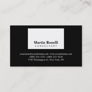 Tarjeta de visita profesional Black White Modernis
